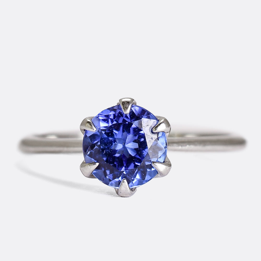 Contemporary Platinum 1ct Tanzanite Solitaire Ring