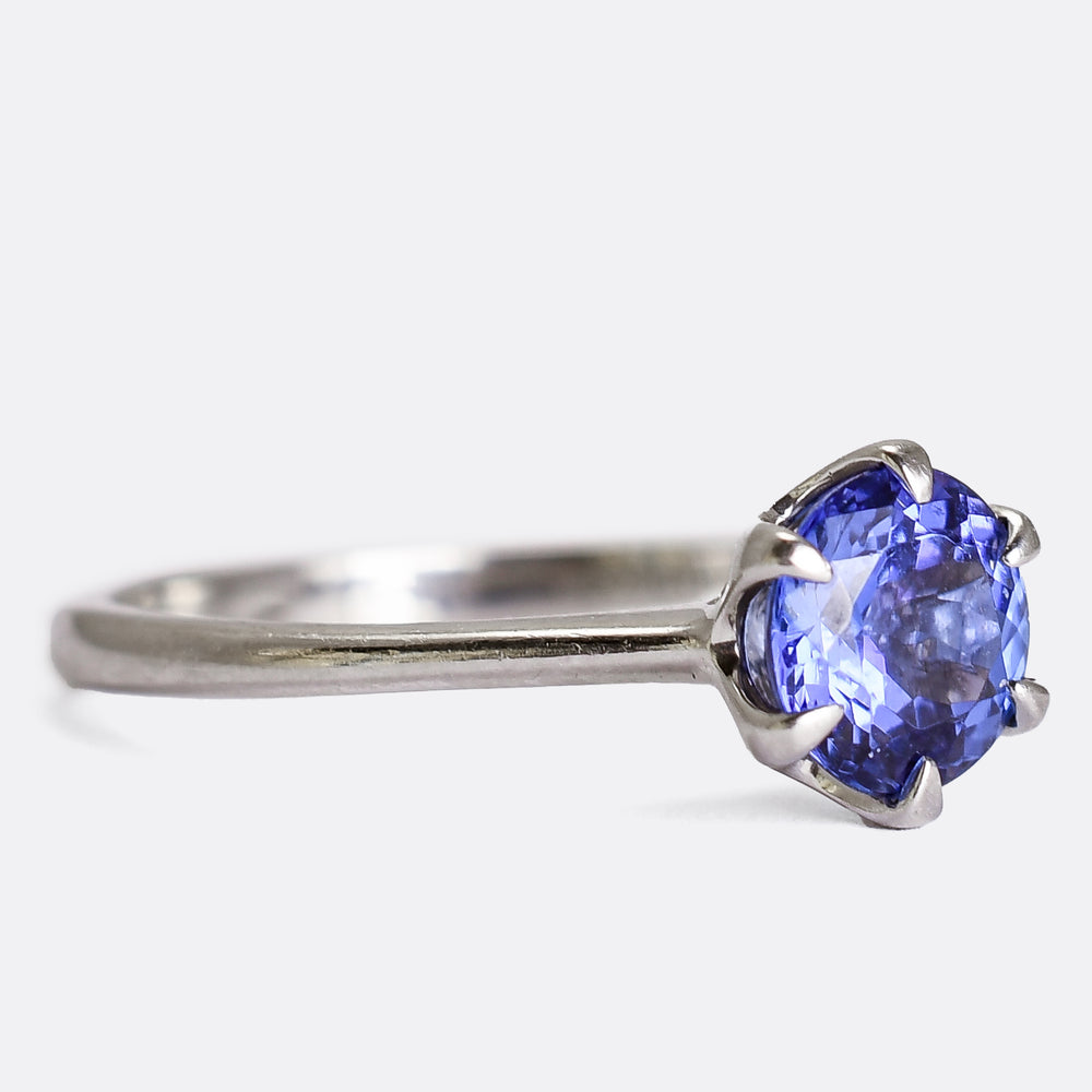 Contemporary Platinum 1ct Tanzanite Solitaire Ring