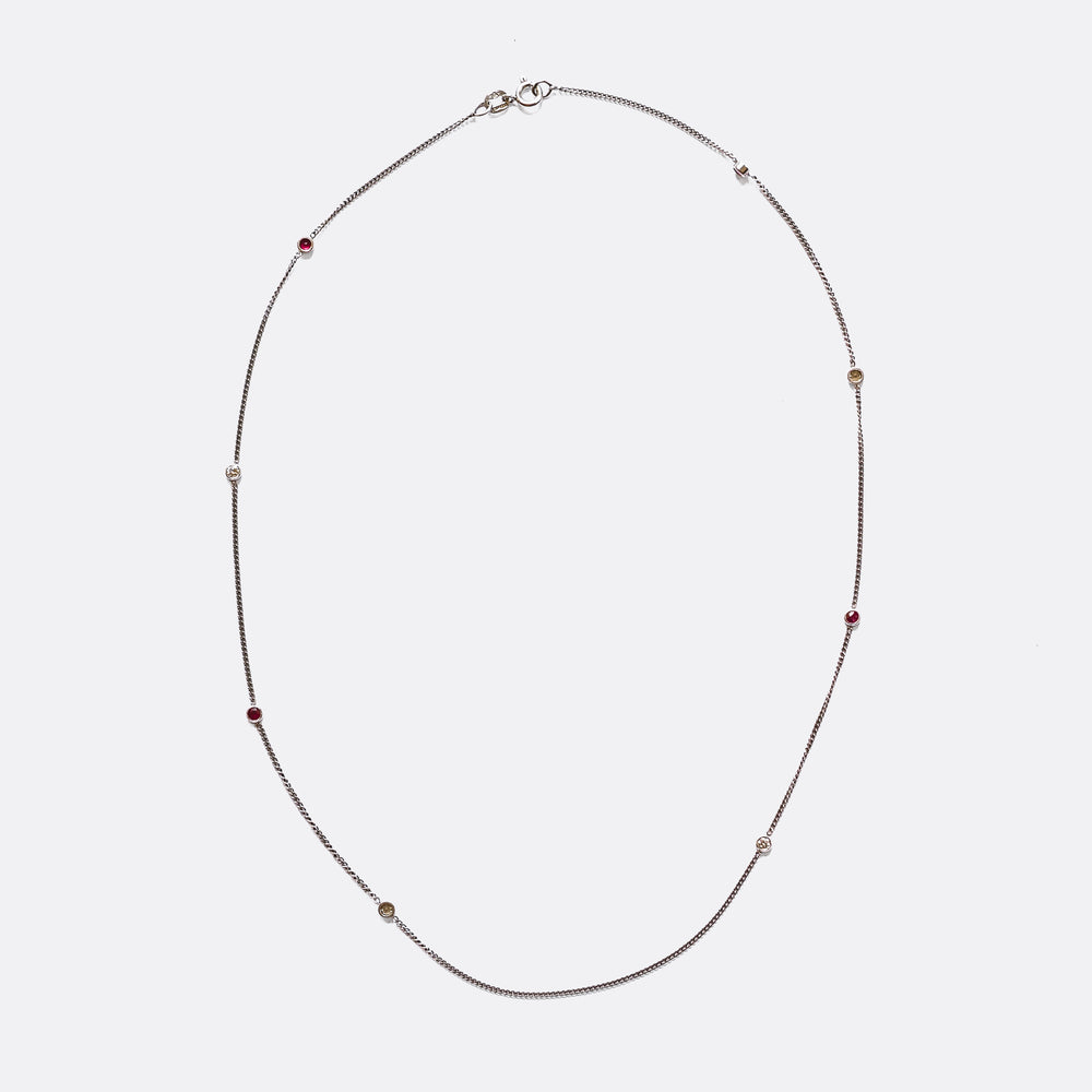 Contemporary Ruby & Diamond Platinum Chain