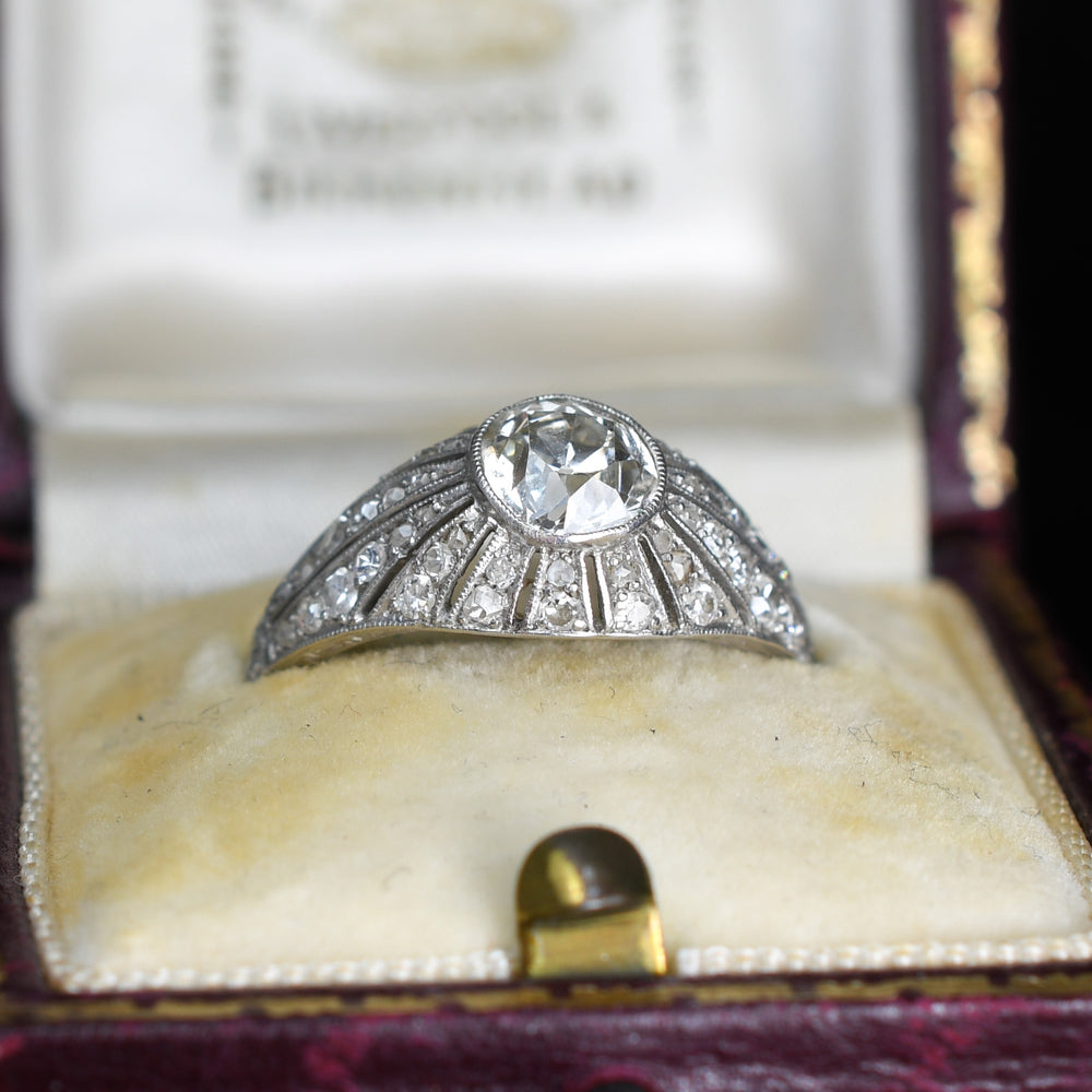 Art Deco Diamond Bombé Cluster Ring