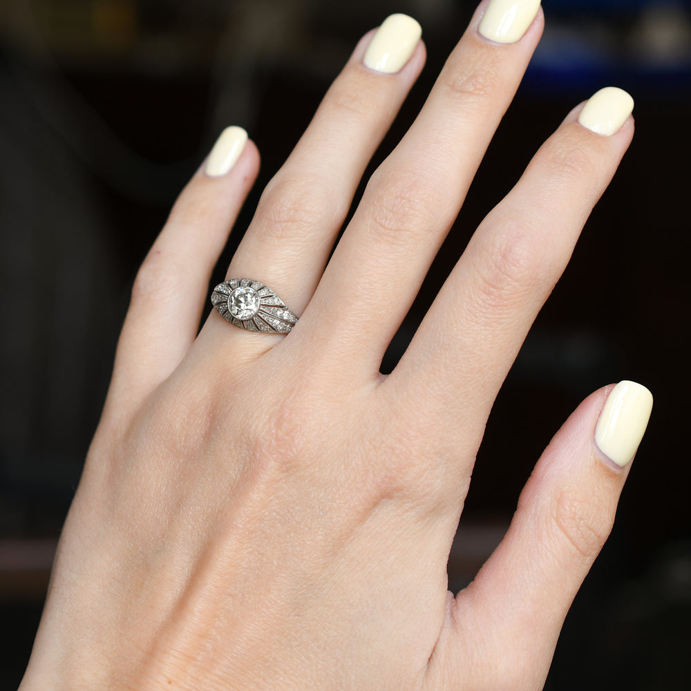 Art Deco Diamond Bombé Cluster Ring
