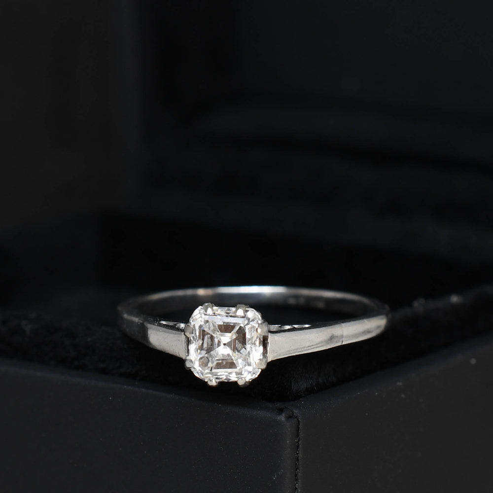 Antique 0.46ct Asscher Cut Diamond Solitaire Engagement Ring