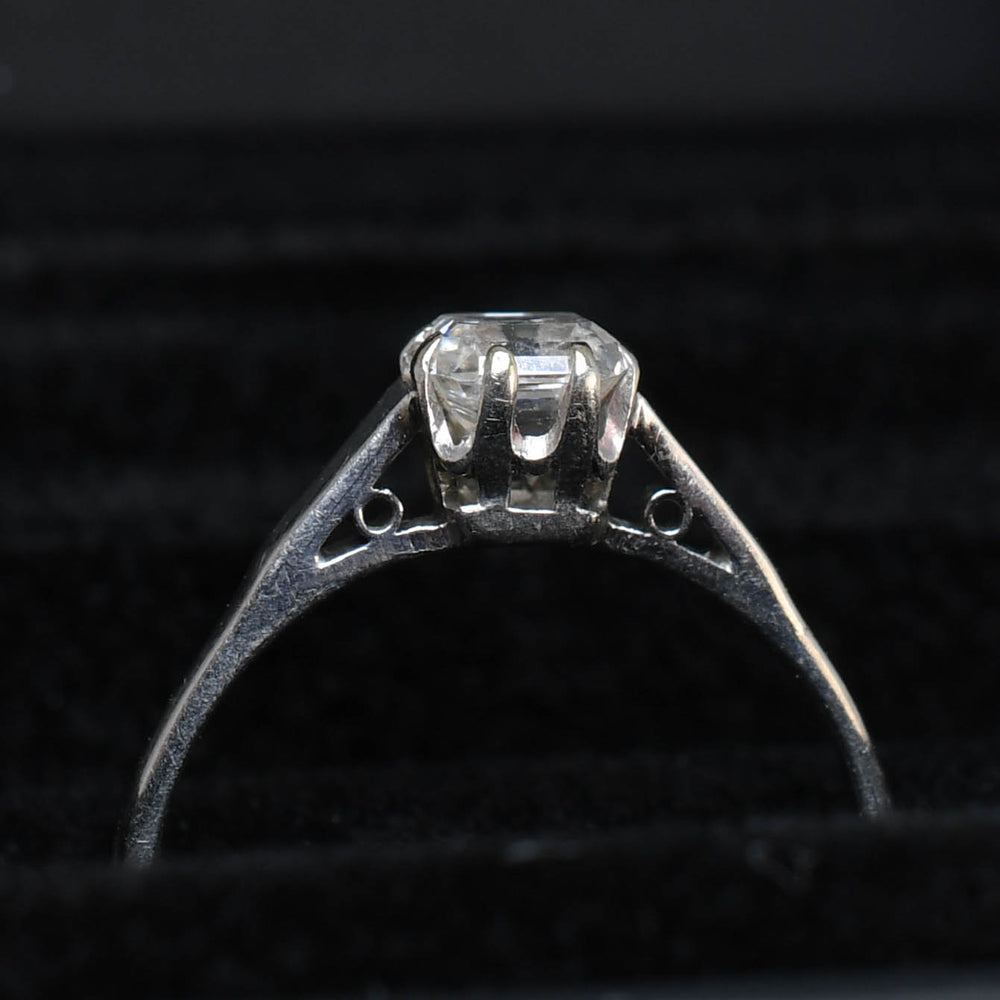 Antique 0.46ct Asscher Cut Diamond Solitaire Engagement Ring
