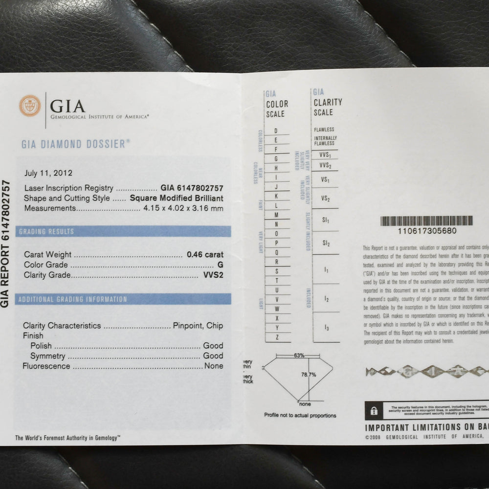 Antique 0.46ct Asscher Cut Diamond Solitaire Engagement Ring