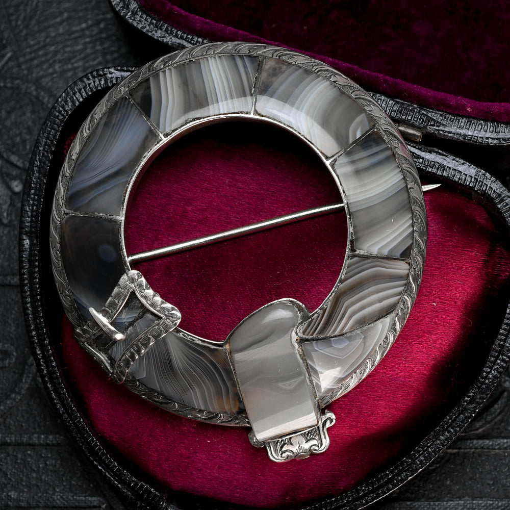 Victorian Scottish Agate Buckle Brooch
