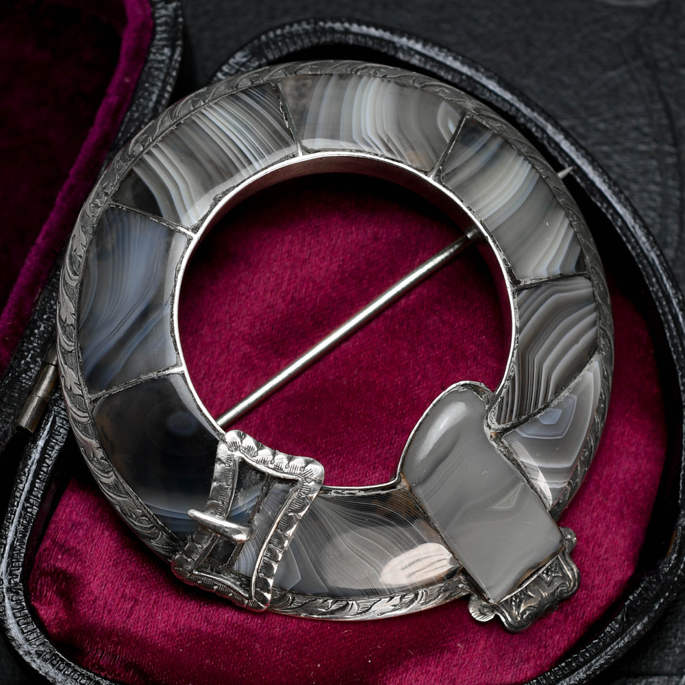 Victorian Scottish Agate Buckle Brooch