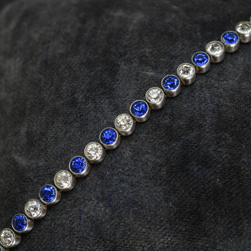 1930's Blue & White Paste Tennis Bracelet