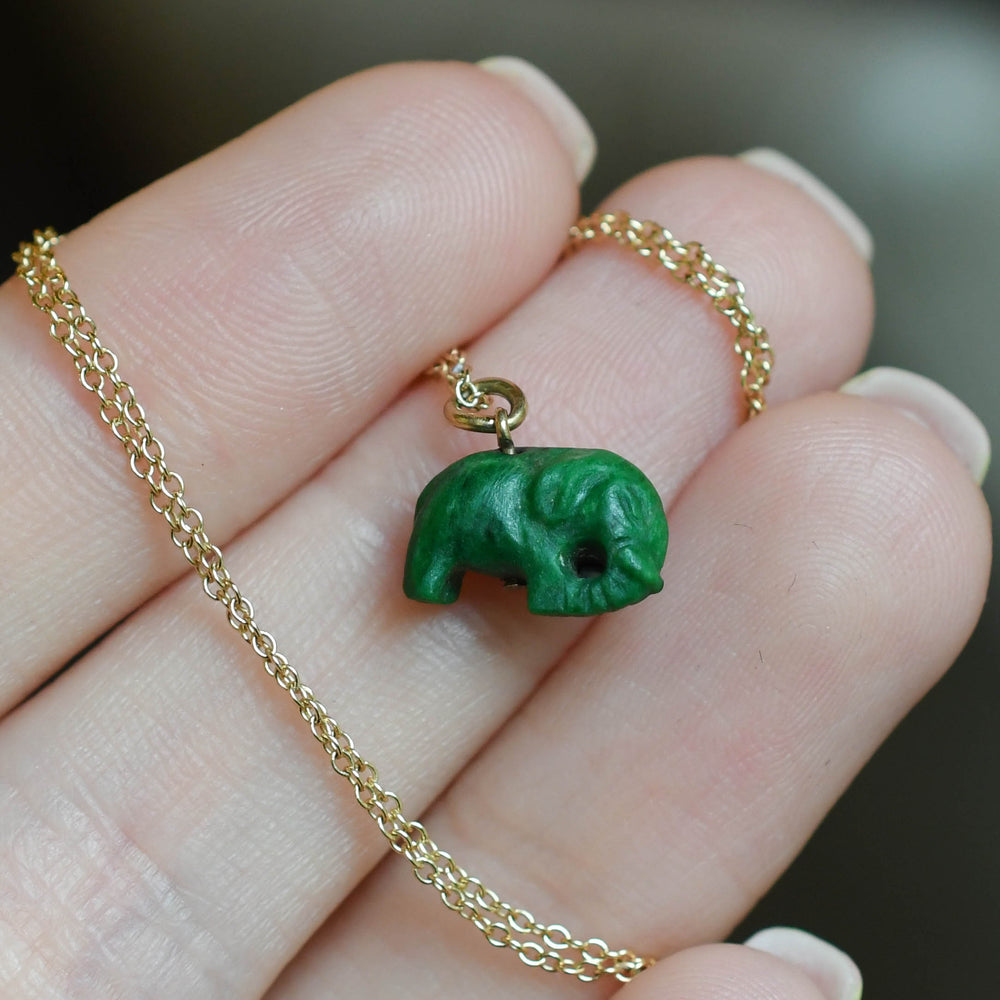 Victorian Miniature Malachite Elephant Charm