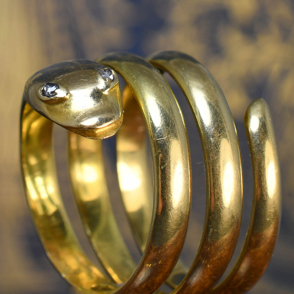 Victorian Rose Cut Diamond Coiled Snake Ring