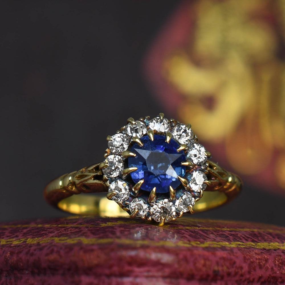 Victorian Sapphire & Diamond Round Cluster Ring