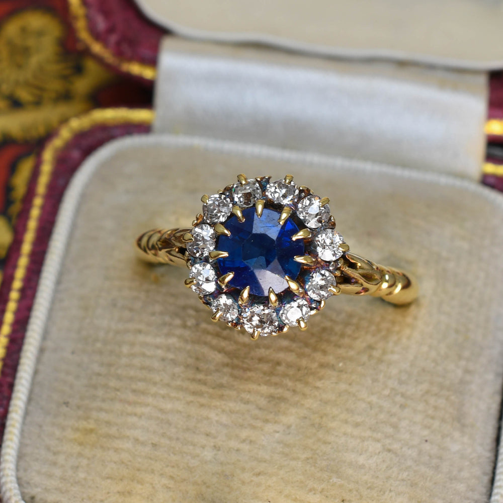 Victorian Sapphire & Diamond Round Cluster Ring