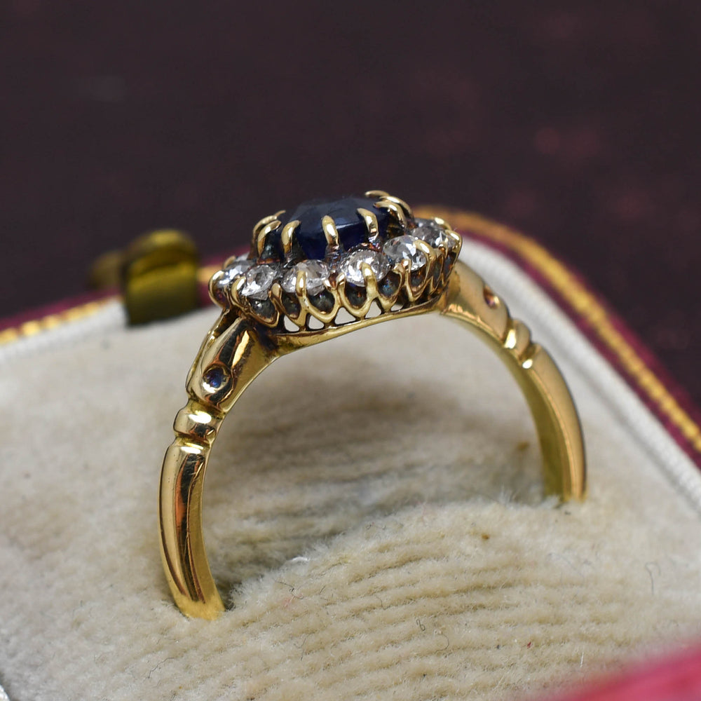 Victorian Sapphire & Diamond Round Cluster Ring