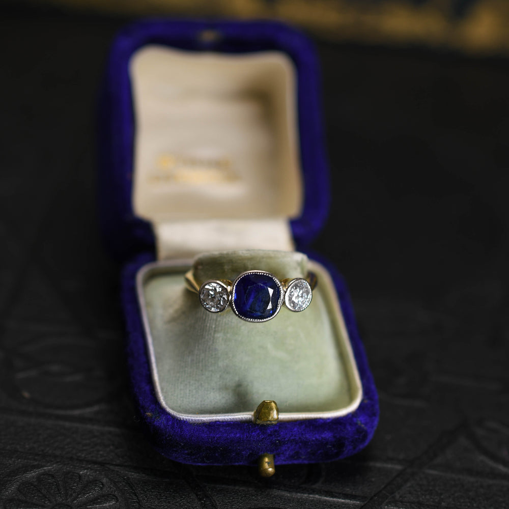 Edwardian Burma Sapphire & Diamond Engagement Ring