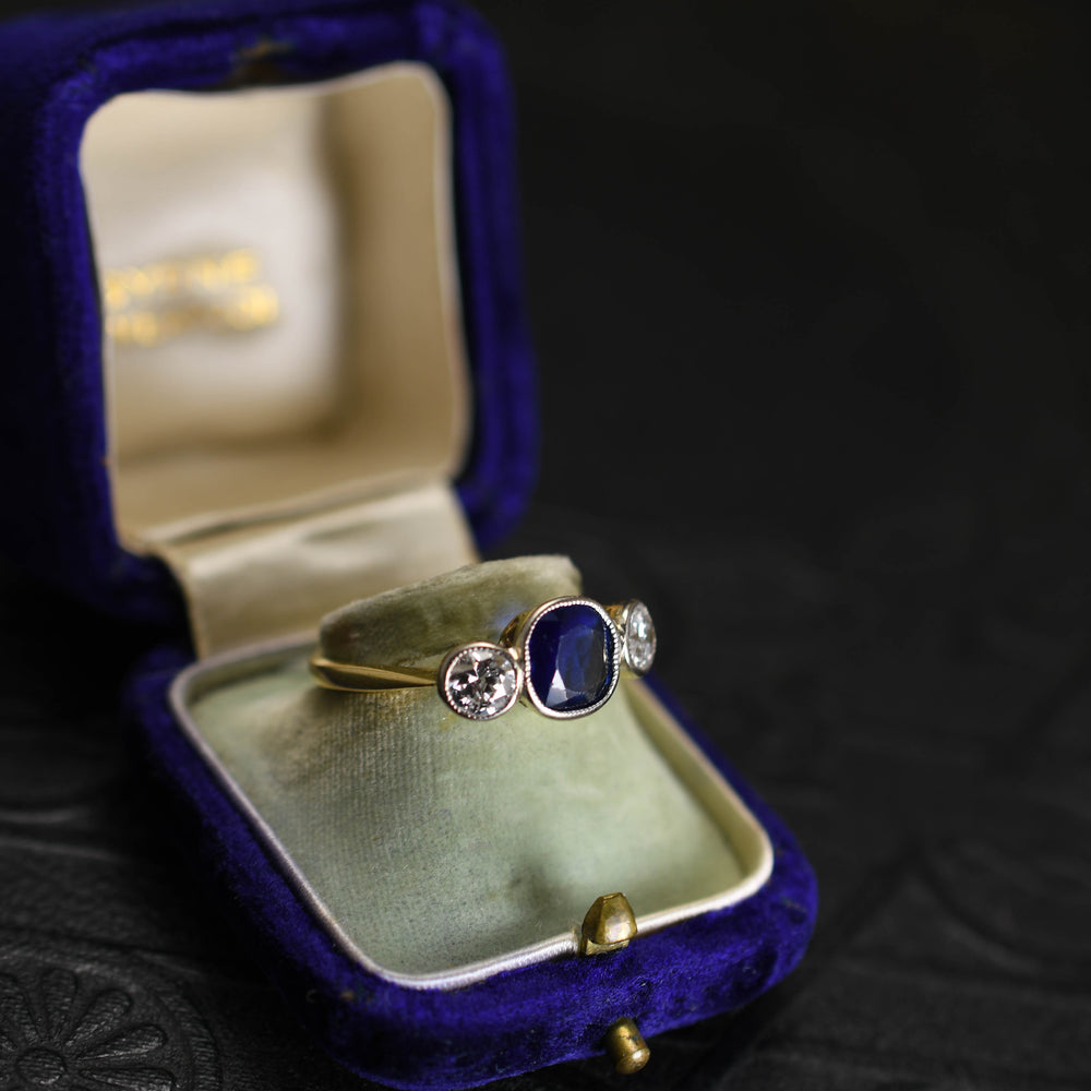 Edwardian Burma Sapphire & Diamond Engagement Ring