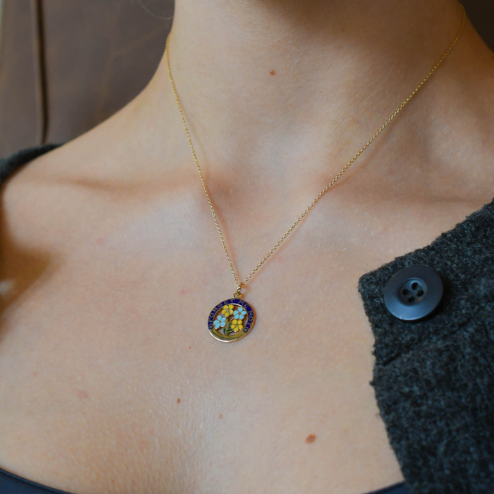 1930's 14k Gold Enamel Forget-Me-Not Charm