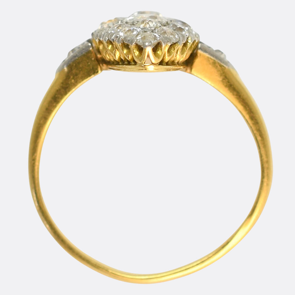 Late Victorian Diamond Navette Cluster Ring