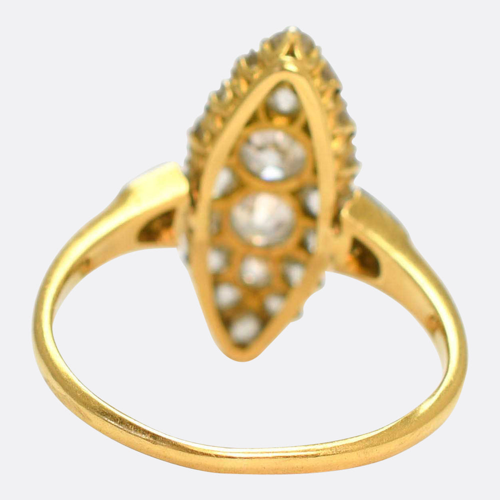 Late Victorian Diamond Navette Cluster Ring