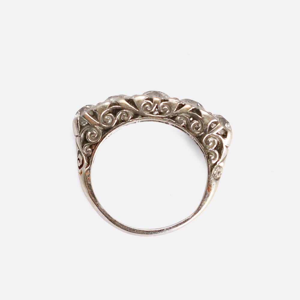 Early 20th Century  5 Stone Half Hoop Diamond Ring