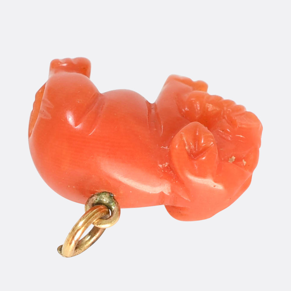 Early Victorian Coral Elephant Charm