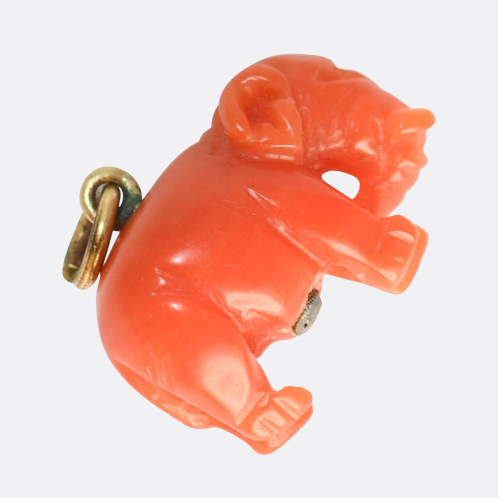 Early Victorian Coral Elephant Charm