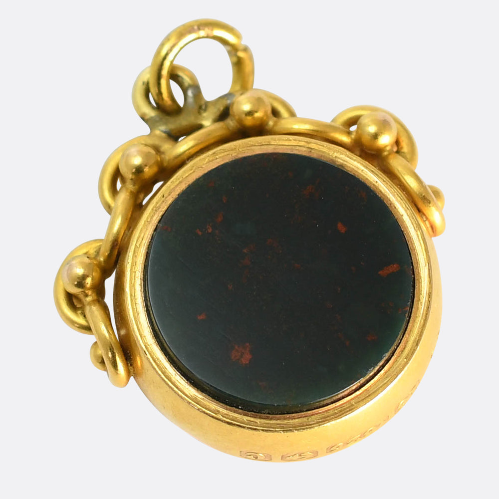 Edwardian 15k Gold Bloodstone Compass