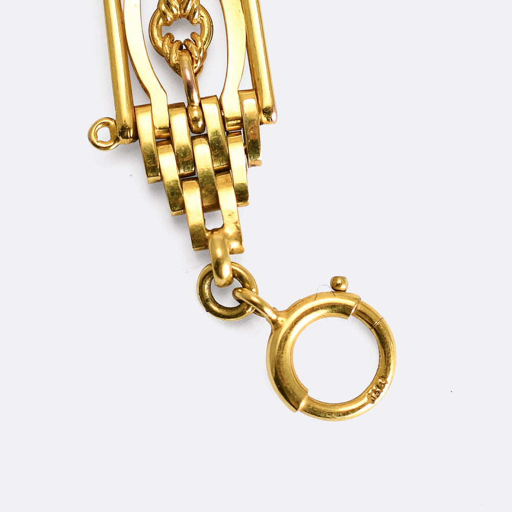 Edwardian 18k Gold Love Knot Gate Link Bracelet