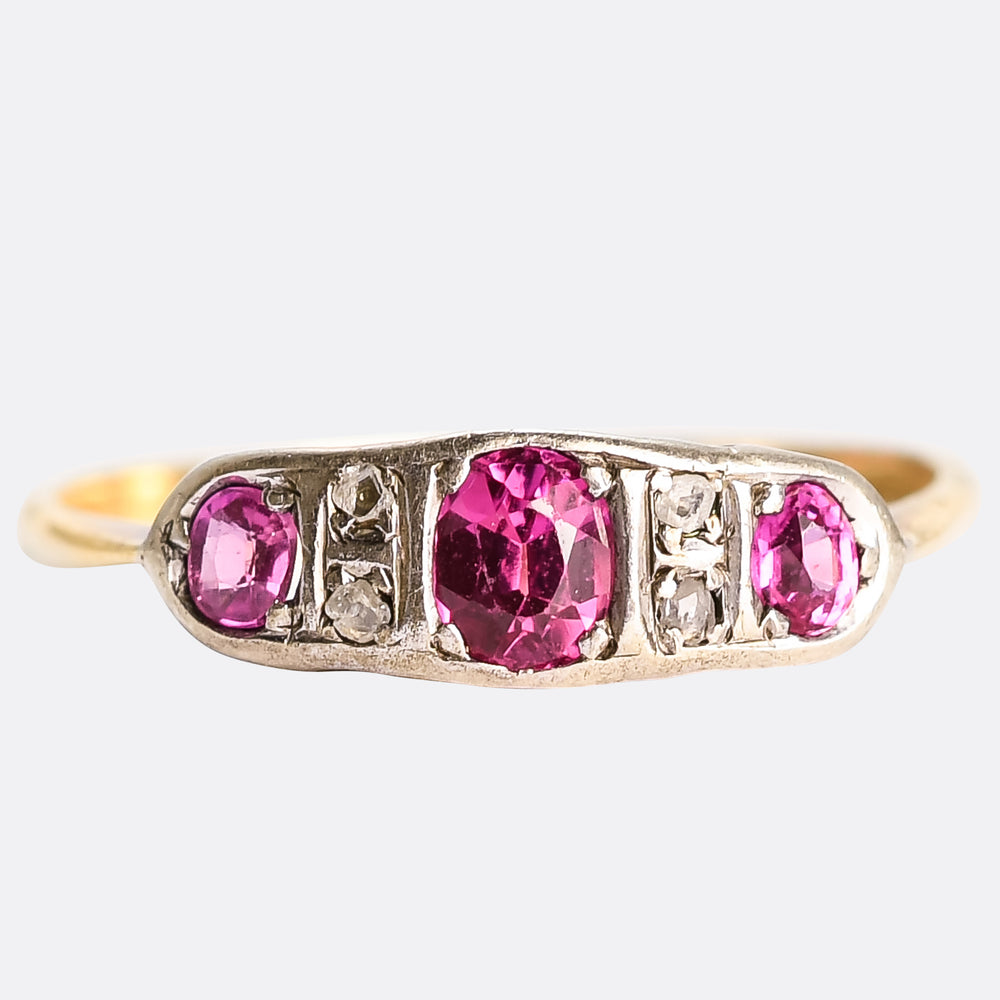 Edwardian 3-Stone Ruby & Diamond Ring