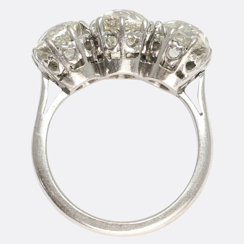 Edwardian 4.05ct Diamond Trilogy Engagement Ring