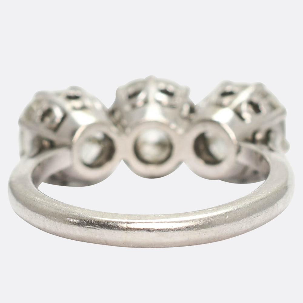 Edwardian 4.05ct Diamond Trilogy Engagement Ring