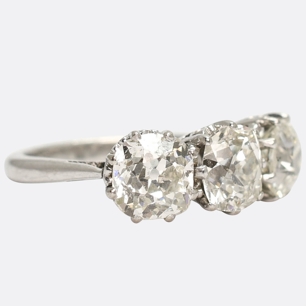Edwardian 4.05ct Diamond Trilogy Engagement Ring