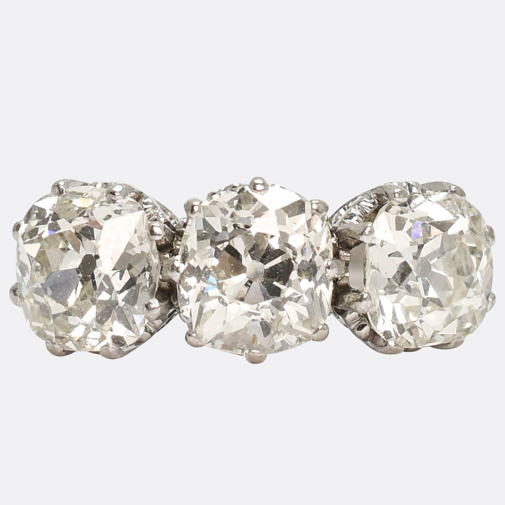 Edwardian 4.05ct Diamond Trilogy Engagement Ring