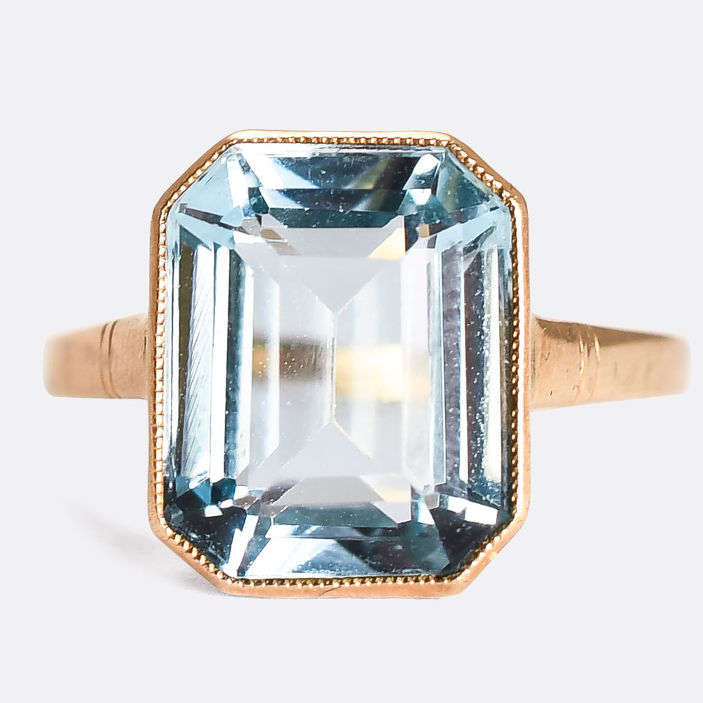 Edwardian 4.42ct Aquamarine Solitaire Ring