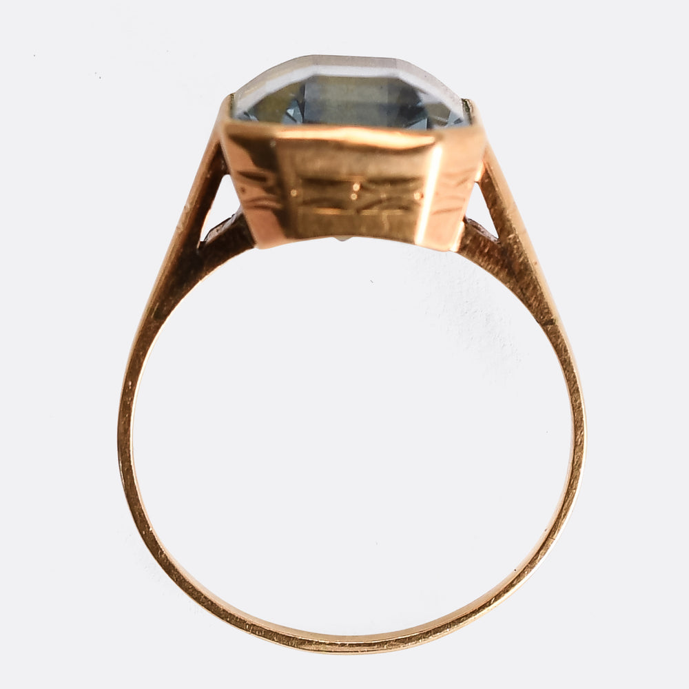 Edwardian 4.42ct Aquamarine Solitaire Ring