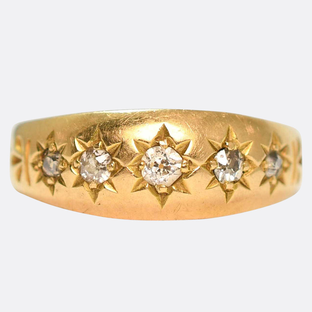 Edwardian 5-Stone Diamond Star Gypsy Ring