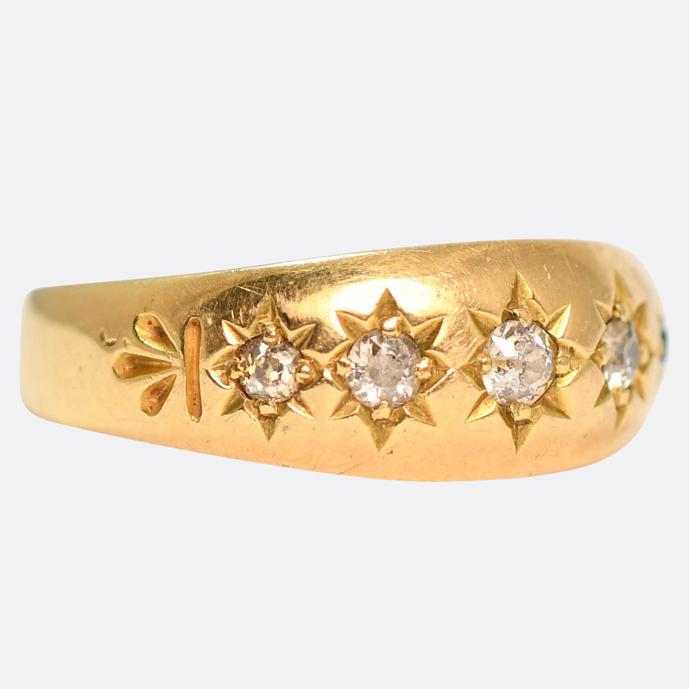 Edwardian 5-Stone Diamond Star Gypsy Ring