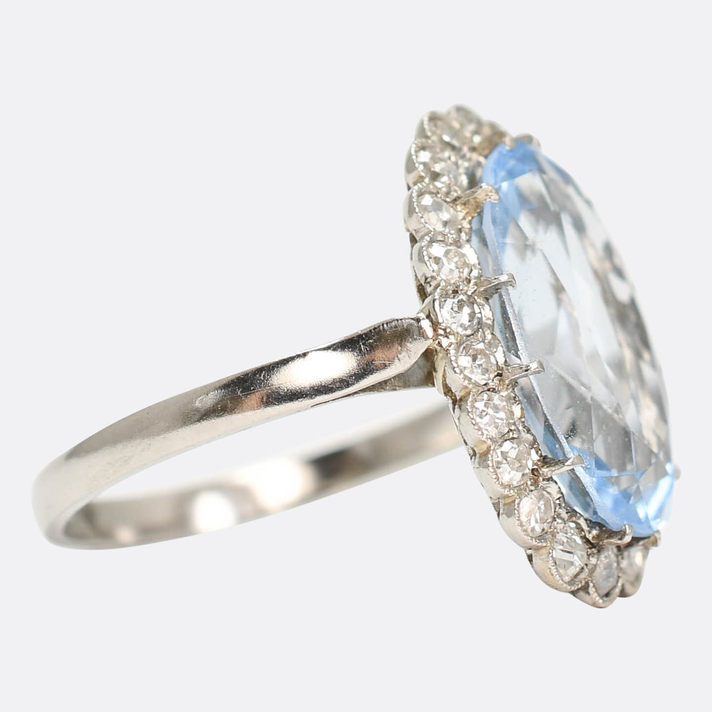 Edwardian 5.36ct Blue Spinel & Diamond Cluster Ring