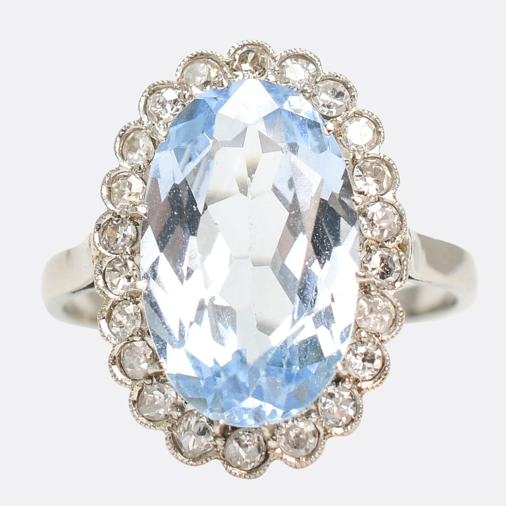 Edwardian 5.36ct Blue Spinel & Diamond Cluster Ring