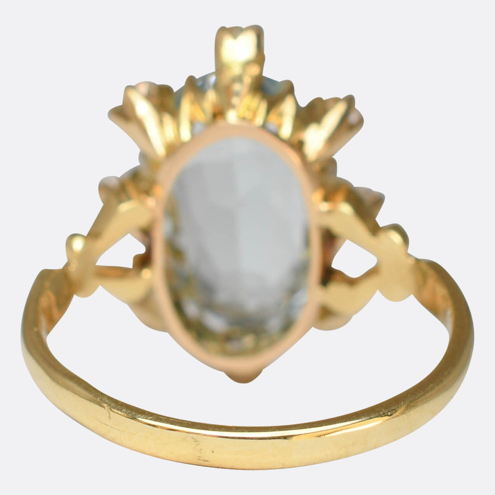 Edwardian Aquamarine & Diamond Satellite Ring