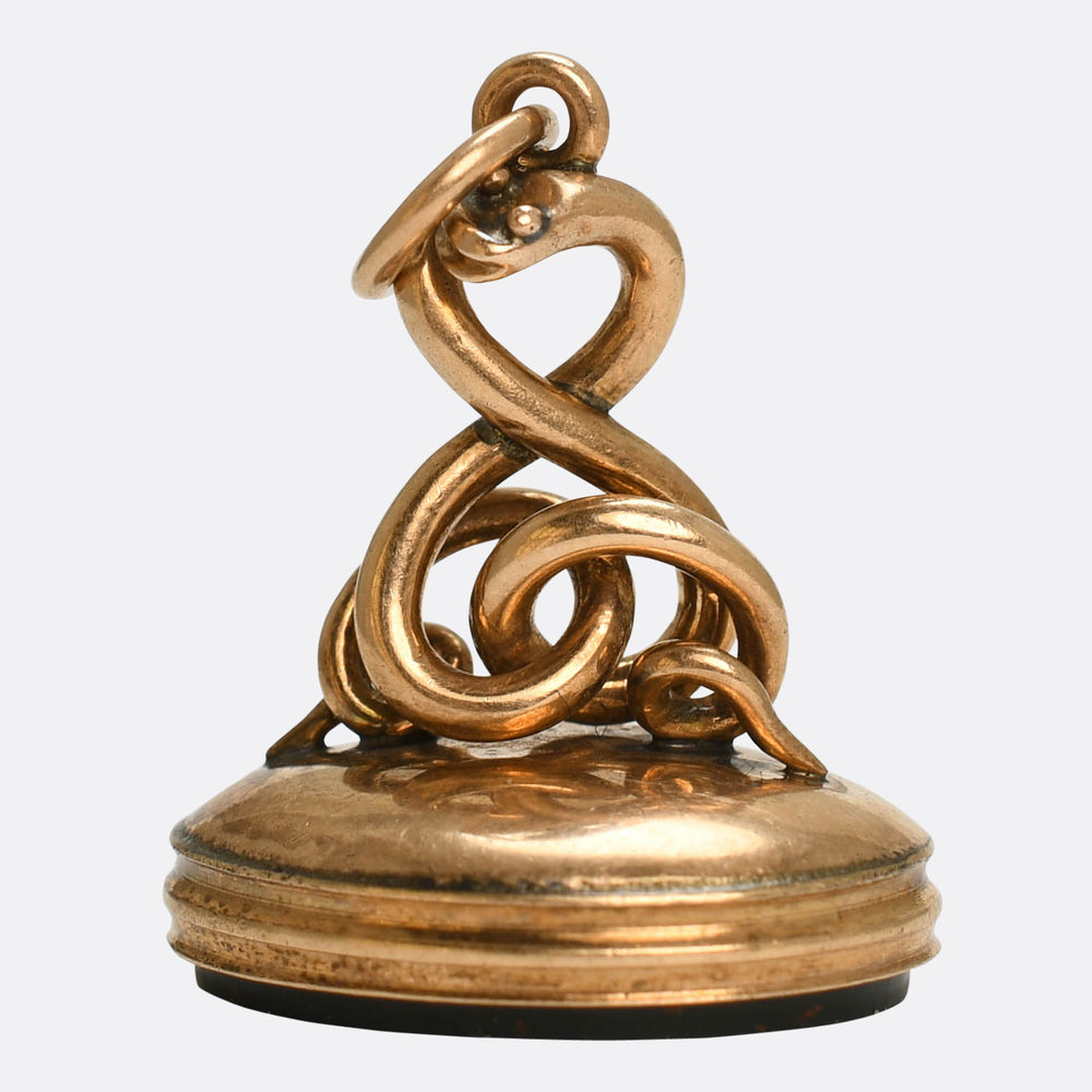 Edwardian Bloodstone Double Snake Fob