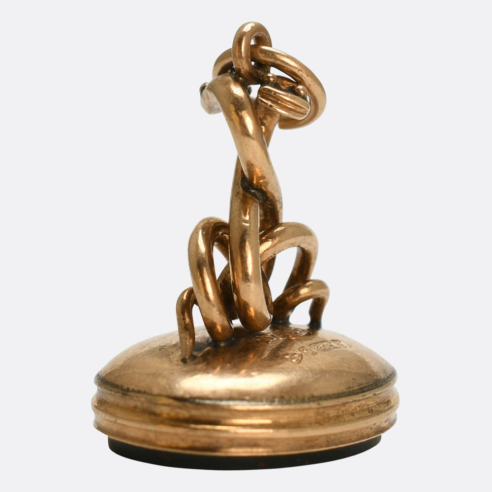 Edwardian Bloodstone Double Snake Fob