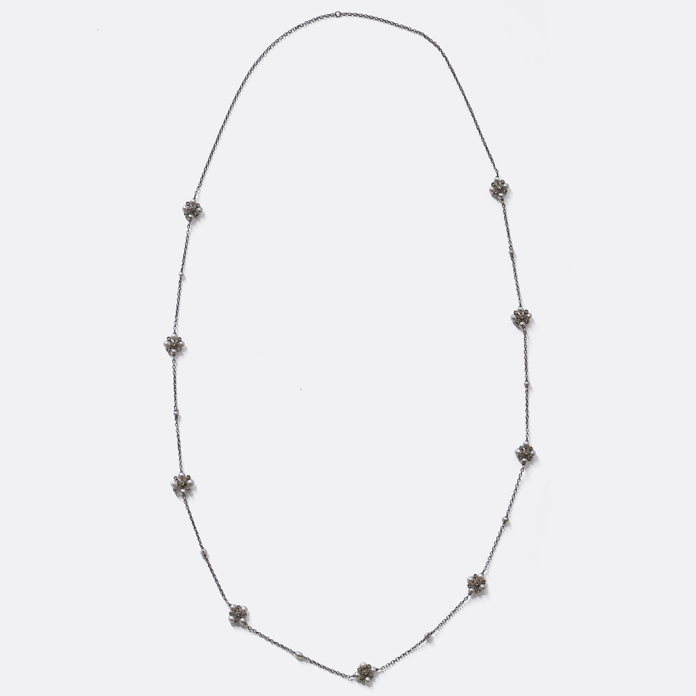 Edwardian Boucheron Diamond & Pearl Chain