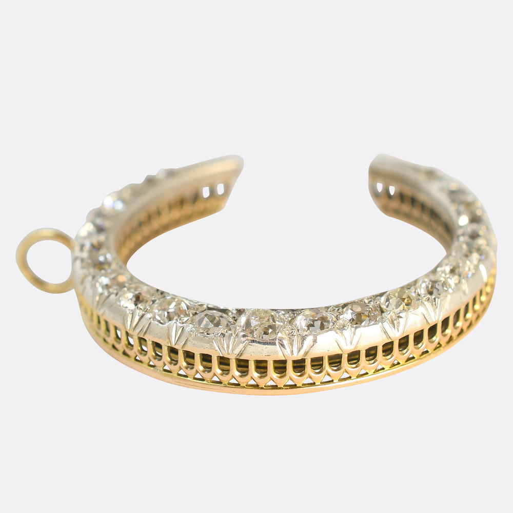 Edwardian Boxed Diamond Crescent Pendant