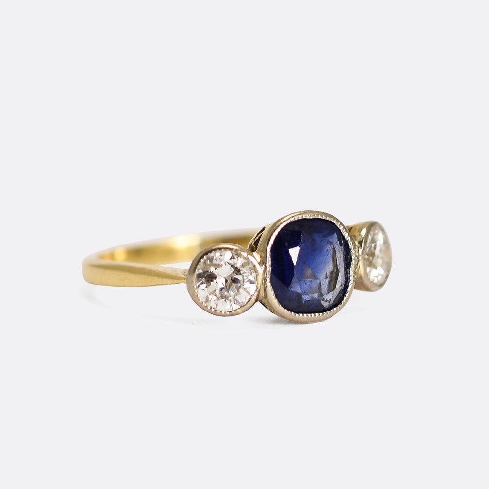 Edwardian Burma Sapphire & Diamond Engagement Ring