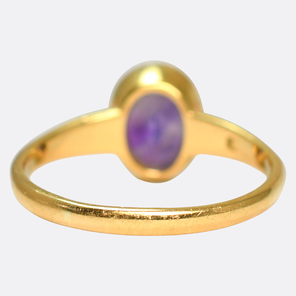 Edwardian Carved Amethyst Hera Solitaire Ring