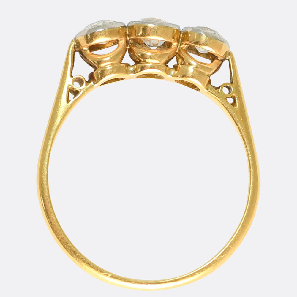 Edwardian Diamond Bezel Trilogy Ring