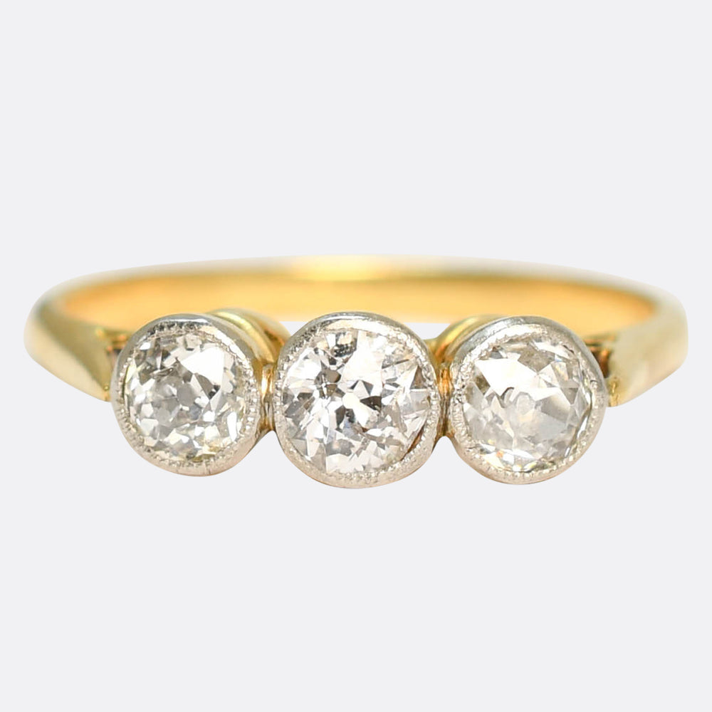 Edwardian Diamond Bezel Trilogy Ring
