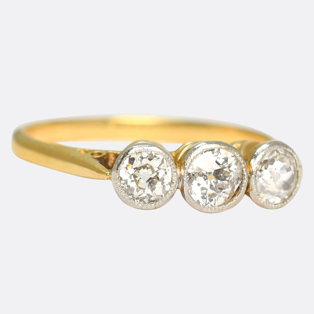 Edwardian Diamond Bezel Trilogy Ring