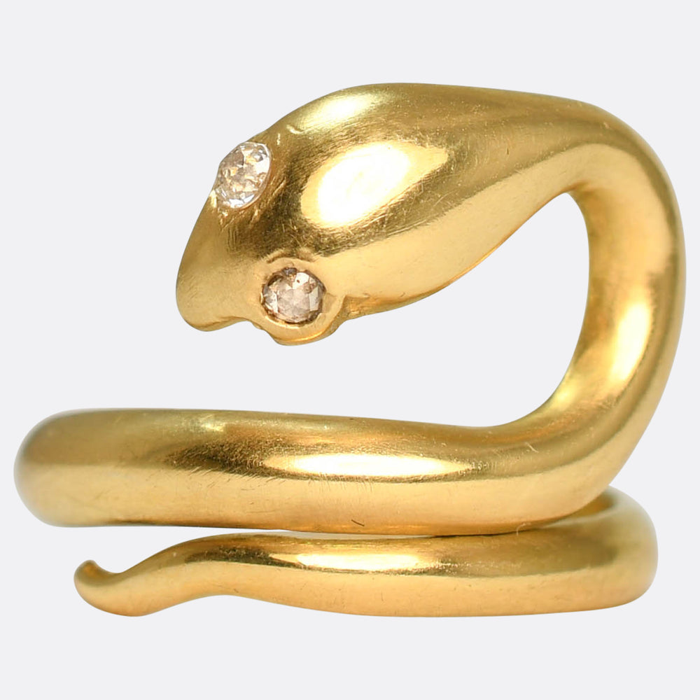 Edwardian Diamond Coiled Snake Ring