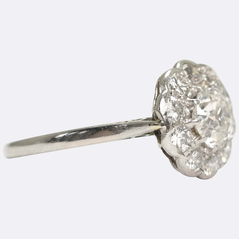 Edwardian Diamond Flower Cluster Ring