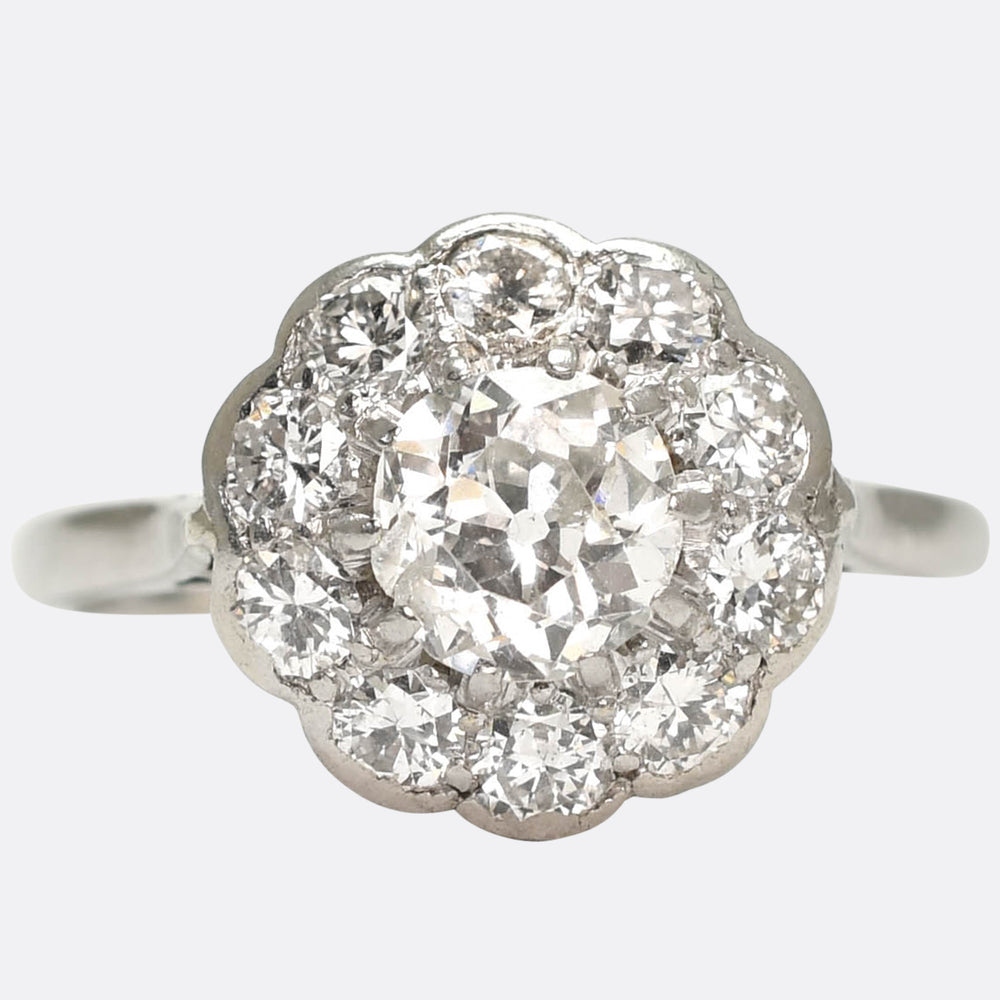 Edwardian Diamond Flower Cluster Ring